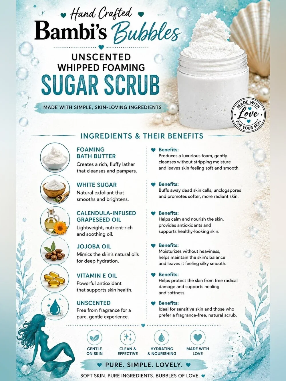 New! Bambi’s Bubbles Whipped Sugar Scrub 8oz